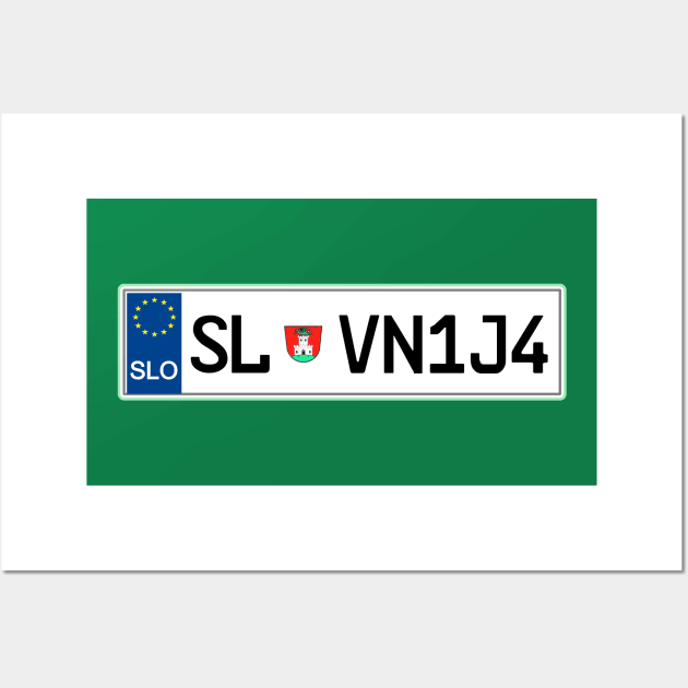 Slovenia car registration plate Wall Art by Travellers